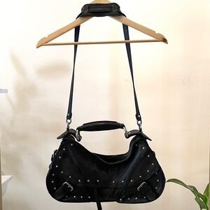 Costume National Black Studded Leather Shoulder Bag